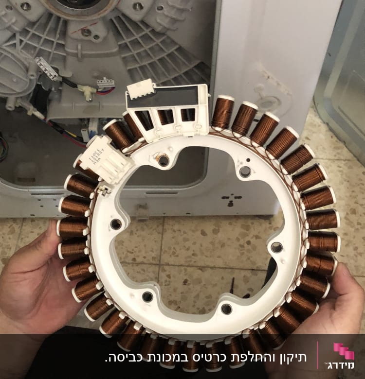 סליל נחושת במכשיר חשמלי, מוחזק בידיים